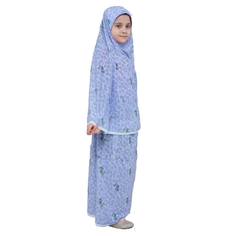Fulla kız çocukları için namaz elbisesi  - blue